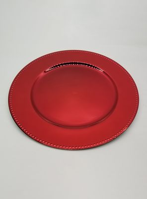 Set de 4 Platos Base Navidad Perla-Rojo