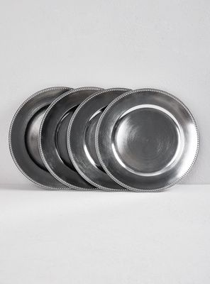 Set de 4 Platos Base Navidad Perla-Plateado