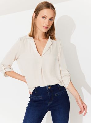 Blusa Satinada Manga Tres Cuartos