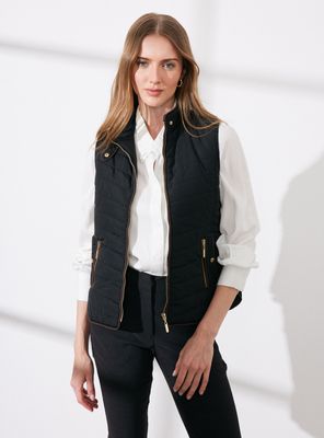 Parka sin Mangas Básica con Detalle de Gamuza