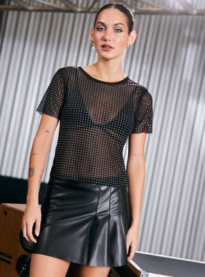 Polera Manga Corta Strass