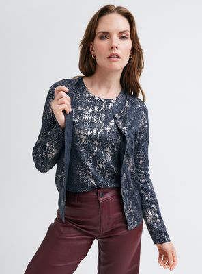 Chaleco Cárdigan Estampado Metalizado