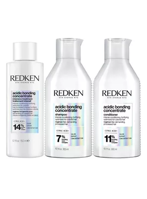 Set ABC Reparación Total Cabello Dañado Acidic Bonding Concentrate Tratamiento Intensivo 150ml + Shampoo 300ml + Acondicionador 300ml