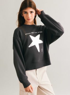 Polerón Crew con Foil Print