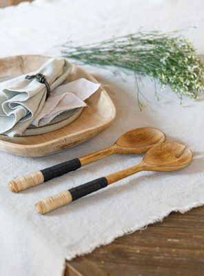 Imagen 2 del producto Set Cubiertos Ensaladas Ratán Bicolor