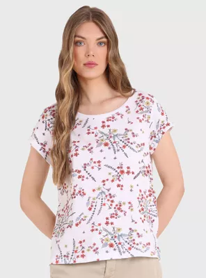 Polera Manga Corta Estampada Color