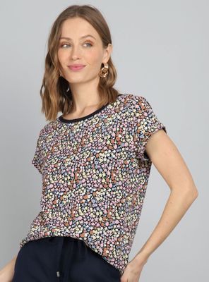 Polera Manga Corta Estampada Color Algodón