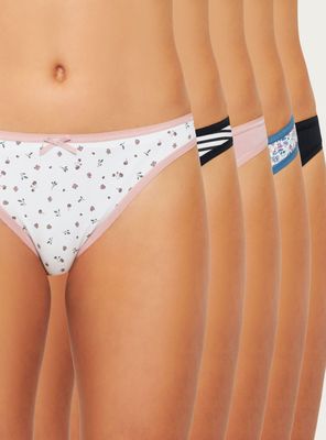 Pack 5 Bikini Algodón Elástico Microfibra