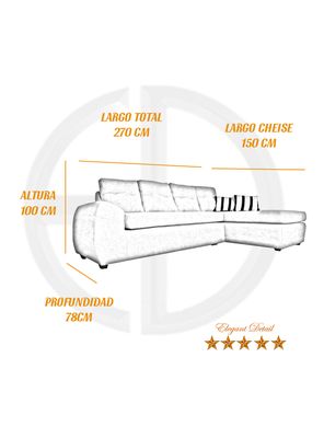 Imagen 2 del producto Sofá Seccional Houston Tela 5C Chaise Derecho