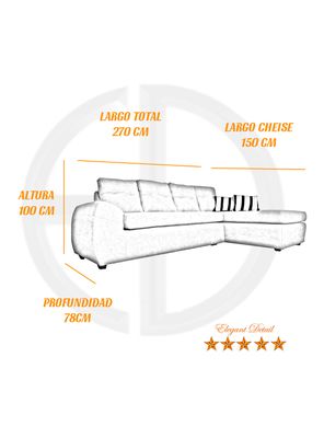 Imagen 2 del producto Sofá Seccional Houston Izquierdo Tela PU 5 Cuerpos