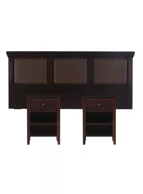 Set Muebles New Torino Chocolate: Respaldo 2 Plazas + 2 Veladores