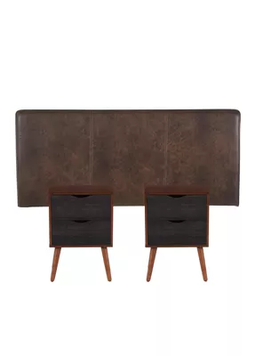 Set Muebles Baker: Respaldo 2 Plazas + 2 Veladores