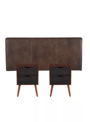 Set Muebles Baker: Respaldo King + 2 Veladores