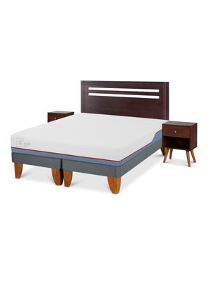 Cama Europea Excellence Plus 2 Plazas Base Dividida + Set Muebles New Munich