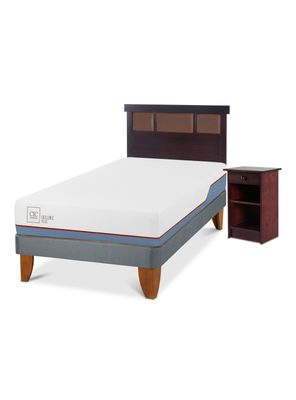 Cama Europea Excellence Plus 1.5 Plazas + Set Muebles New Dublín Chocolate
