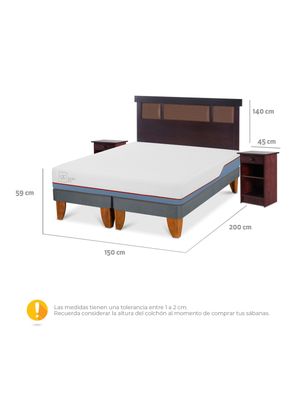 Imagen 2 del producto Cama Europea Excellence Plus 2 Plazas Base Dividida + Set Muebles New Dublín Chocolate