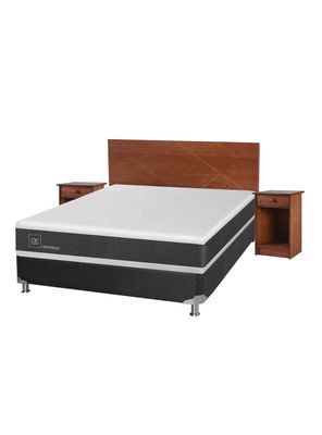 Box Spring New Ortopedic B5 Black 2 Plazas Base Normal + Set Muebles New Villarrica