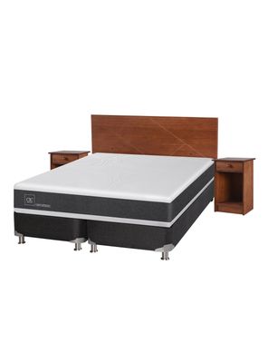 Box Spring New Ortopedic B5 Black 2 Plazas Base Dividida + Set Muebles New Villarrica