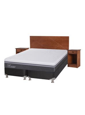 Box Spring Ortopedic Advance B5 Black 2 Plazas Base Dividida + Set Muebles New Villarrica