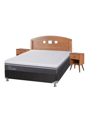 Box Spring B5 Black Ortopedic Advance 2 Plazas Base Normal + Set Muebles New Gales