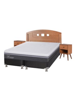 Box Spring B5 Black Ortopedic Advance 2 Plazas Base Dividida + Set Muebles New Gales