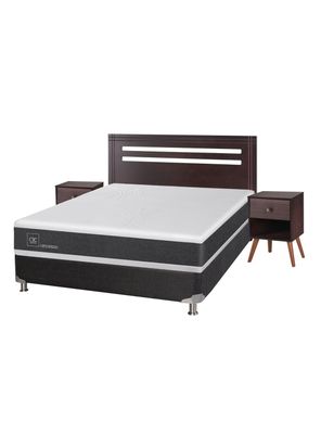Box Spring New Ortopedic B5 Black 2 Plazas Base Normal + Set Muebles New Munich