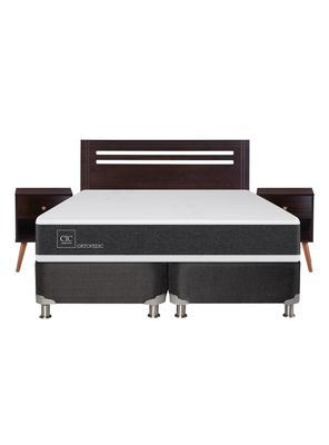 Imagen 2 del producto Box Spring New Ortopedic B5 Black 2 Plazas Base Dividida + Set Muebles New Munich