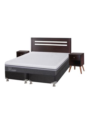 Imagen 1 del producto Box Spring Ortopedic Advance B5 Black 2 Plazas Base Dividida + Set Muebles New Munich