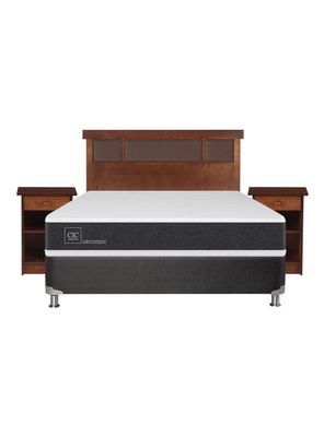 Imagen 2 del producto Box Spring New Ortopedic B5 Black 2 Plazas Base Normal + Set Muebles New Dublín Caramel