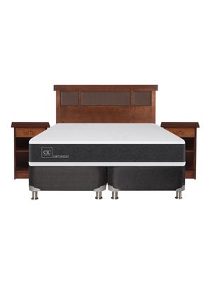 Imagen 2 del producto Box Spring New Ortopedic B5 Black 2 Plazas Base Dividida + Set Muebles New Dublín Caramel