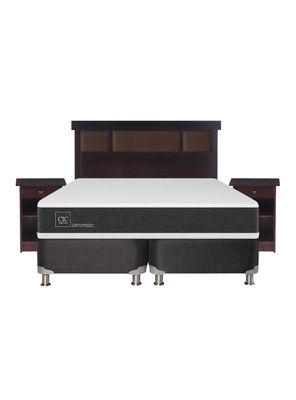 Imagen 2 del producto Box Spring New Ortopedic B5 Black 2 Plazas Base Dividida + Set Muebles New Dublín Chocolate