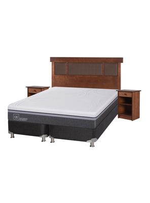 Box Spring Ortopedic Advance B5 Black 2 Plazas Base Dividida + Set Muebles New Dublin Caramel