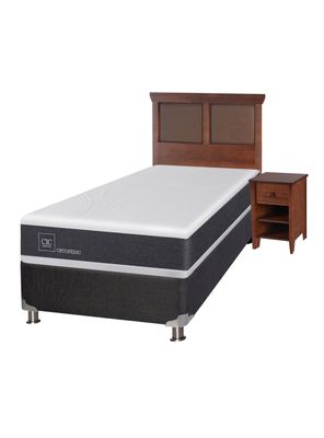 Box Spring New Ortopedic B5 Black 1.5 Plazas + Set Muebles New Torino Café