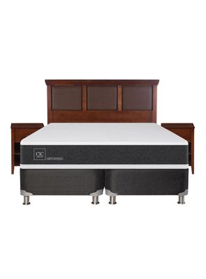 Imagen 2 del producto Box Spring New Ortopedic B5 Black 2 Plazas Base Dividida + Set Muebles New Torino Café