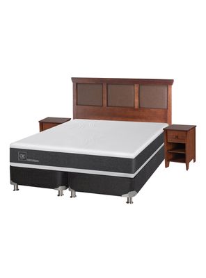 Box Spring New Ortopedic B5 Black King + Set Muebles New Torino