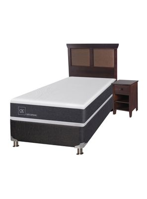 Box Spring New Ortopedic B5 Black 1.5 Plazas + Set Muebles New Torino Chocolate