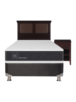 Imagen 2 del producto Box Spring New Ortopedic B5 Black 1.5 Plazas + Set Muebles New Torino Chocolate