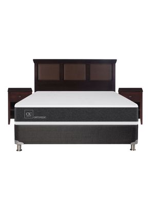 Imagen 2 del producto Box Spring New Ortopedic B5 Black 2 Plazas Base Normal + Set Muebles New Torino Chocolate