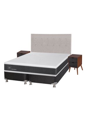 Box Spring New Ortopedic B5 Black 2 Plazas Base Dividida + Set Muebles Tigris