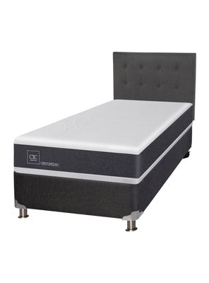 Box Spring New Ortopedic B5 Black 1.5 Plazas + Respaldo Eufrates