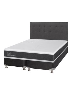 Box Spring New Ortopedic B5 Black 2 Plazas Base Dividida + Respaldo Eufrates