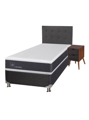 Box Spring New Ortopedic B5 Black 1.5 Plazas Eufrates Sin Textil