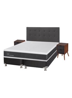 Box Spring New Ortopedic B5 Black 2 Plazas Base Dividida Eufrates Sin Textil
