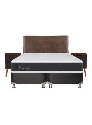 Imagen 2 del producto Box Spring New Ortopedic B5 Black 2 Plazas Base Dividida + Set Muebles Baker
