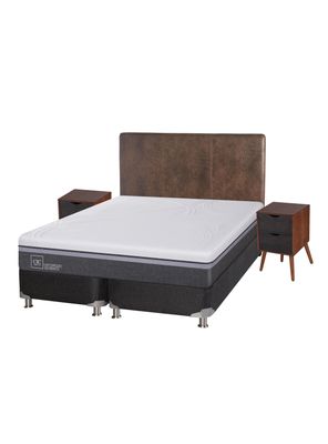 Box Spring Ortopedic Advance B5 Black 2 Plazas Base Dividida + Set Muebles Baker