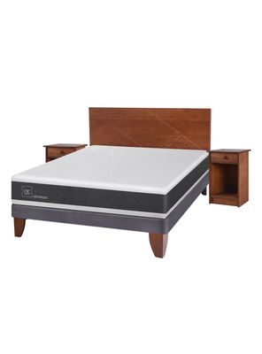 Cama Europea New Ortopedic 2 Plazas Base Normal + Set Muebles New Villarrica