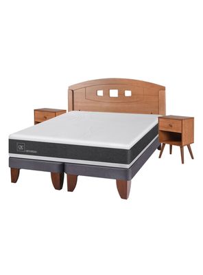 Cama Europea New Ortopedic 2 Plazas Base Dividida + Set Muebles New Gales