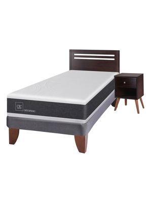 Cama Europea New Ortopedic 1.5 Plazas + Set Muebles New Munich