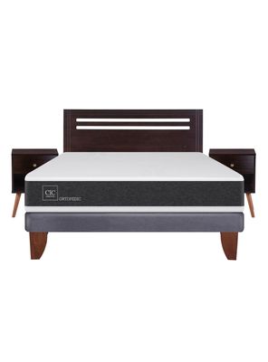 Imagen 2 del producto Cama Europea New Ortopedic 2 Plazas Base Normal + Set Muebles New Munich