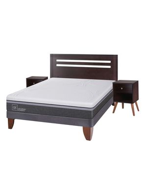 Cama Europea Ortopedic Advance 2 Plazas Base Normal + Set Muebles New Munich